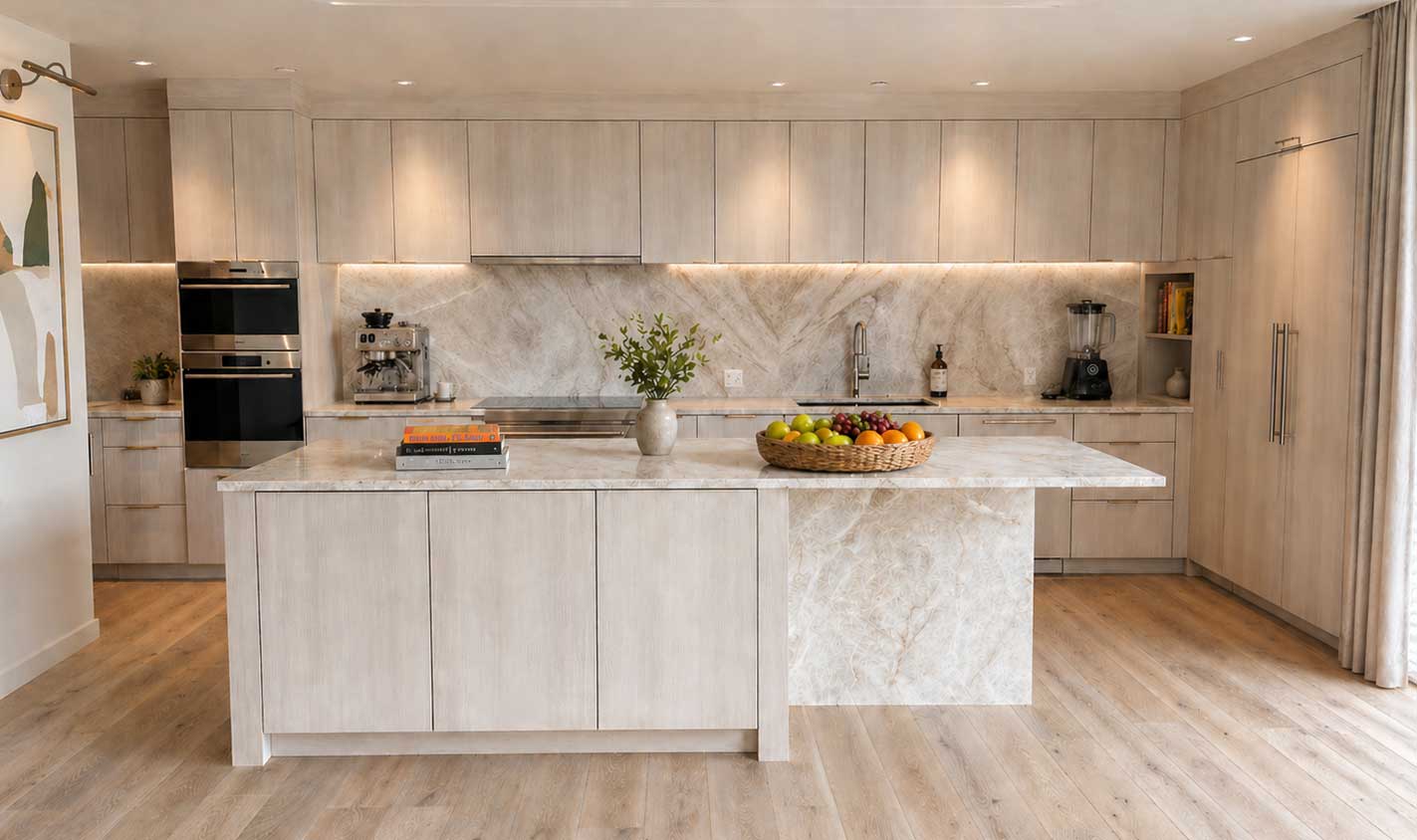 John Boos butcher block countertops — warm culinary workspace