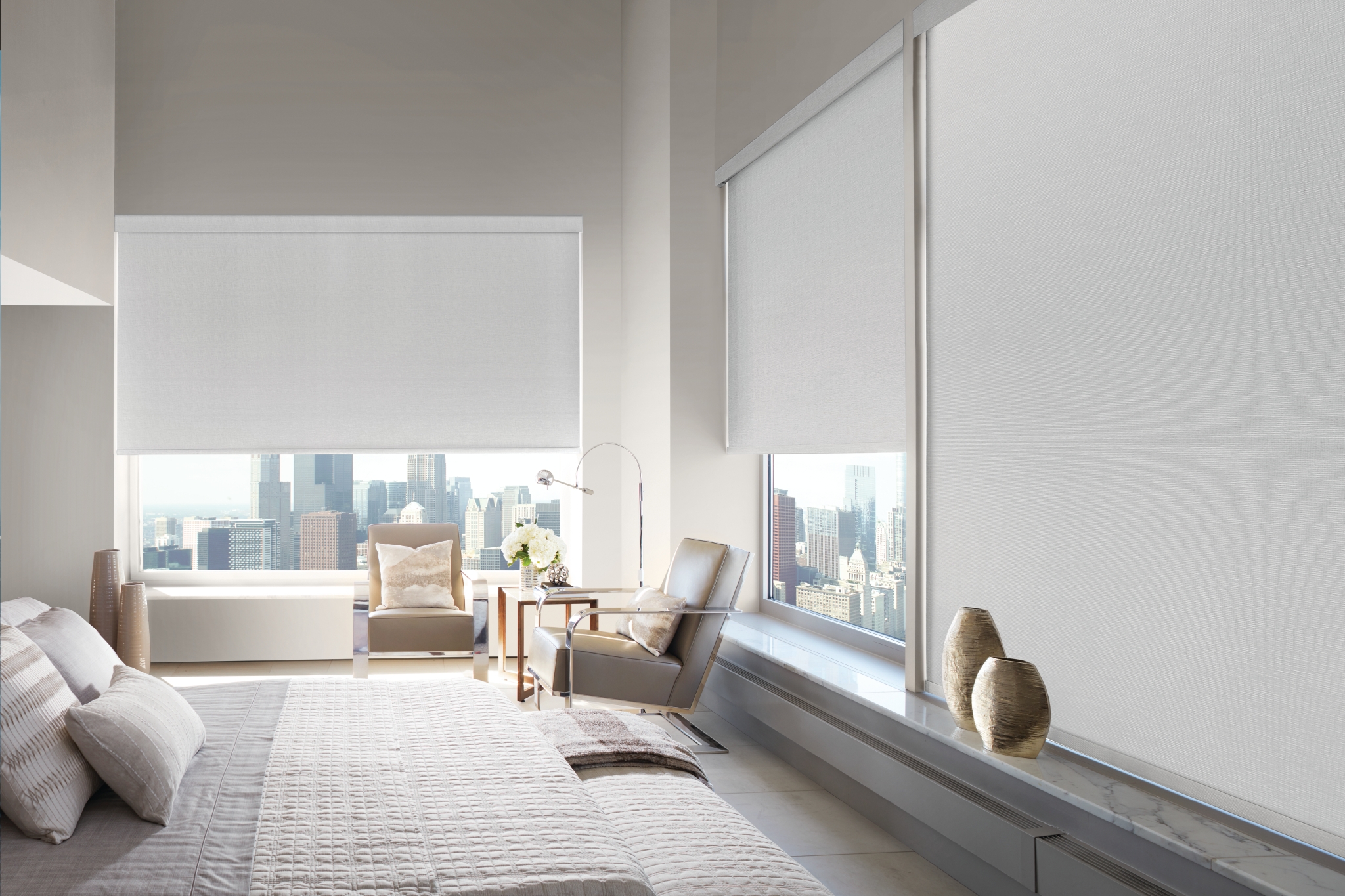 Hunter Douglas Designer Roller Shades — single and dual installation