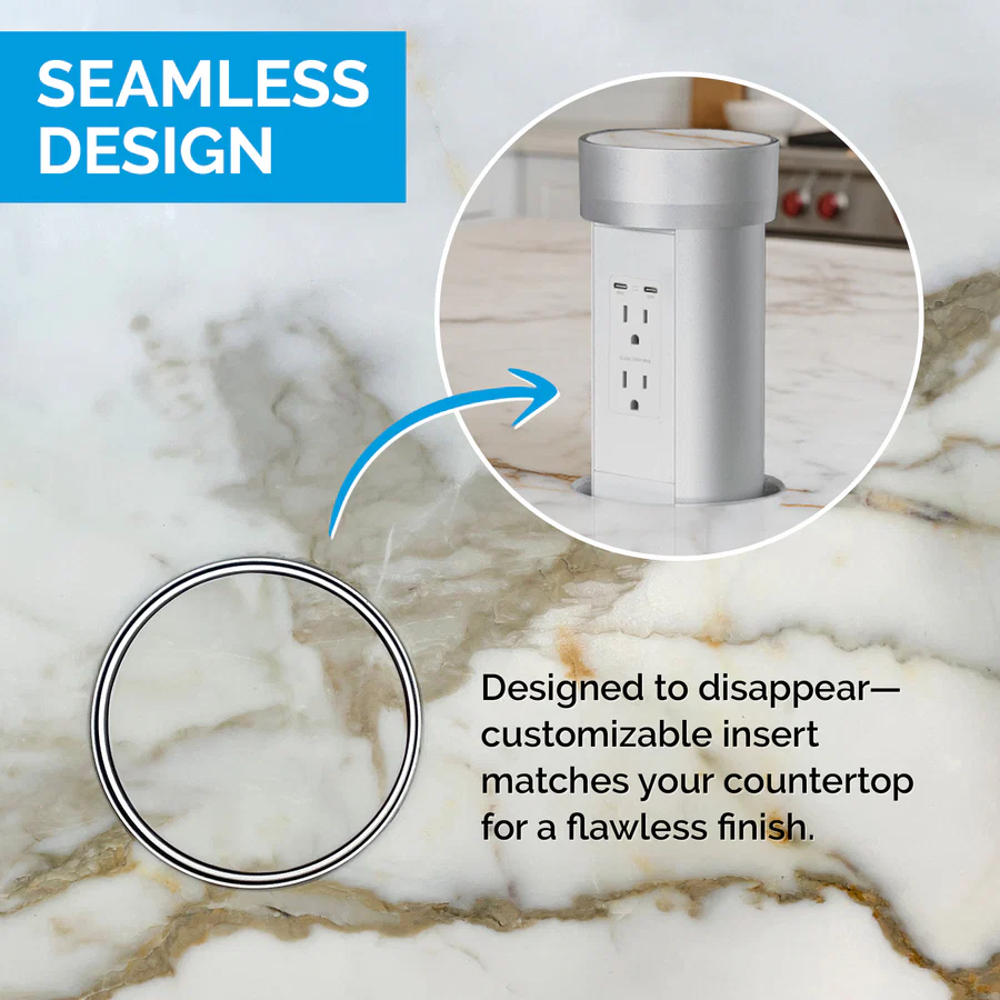 Docking Drawer seamless charging insert built into a kitchen drawer