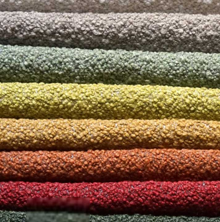 Ladakh bouclé textile — looped surface in warm earth tones