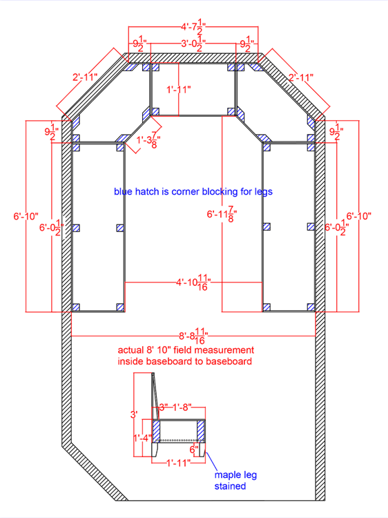 Two Creeks banquet bench CAD drawing