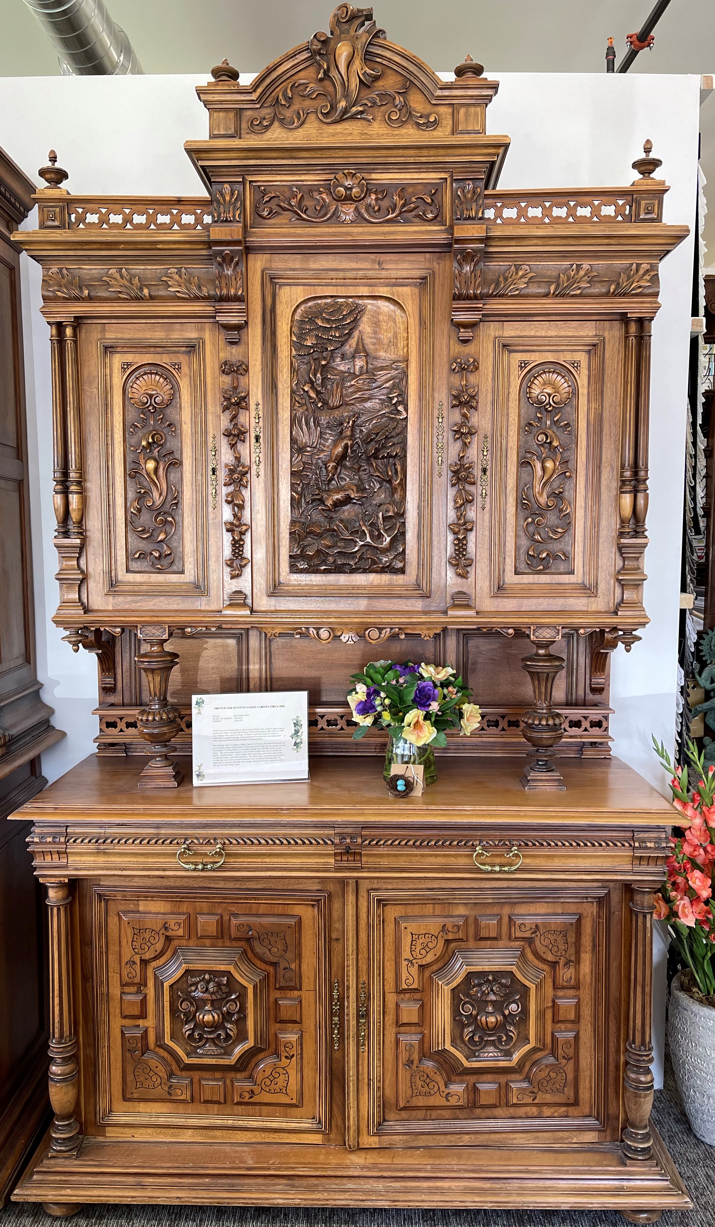 French Oak Hunting Lodge Cabinets circa 1880 — view 2